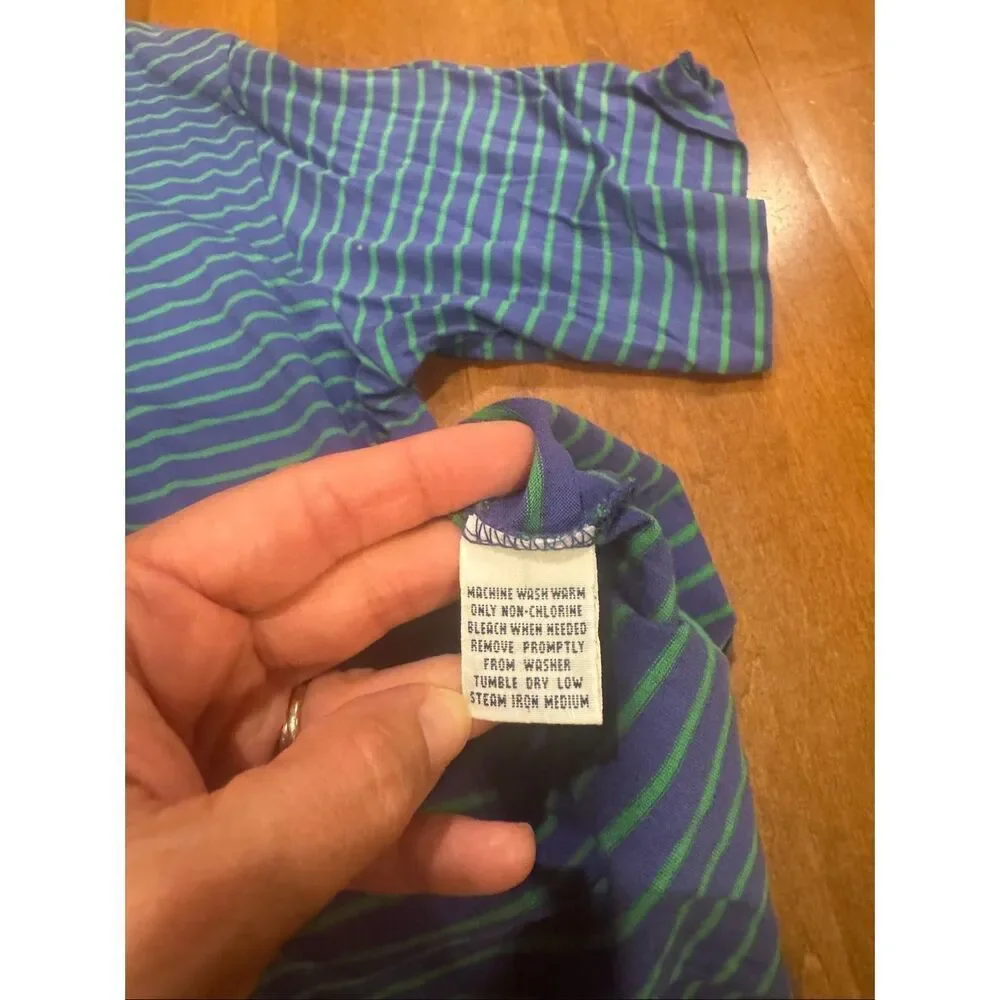 Ralph Lauren Polo Golf Shirt Mens L Purple Green Stripe Pima Cotton Classic Fit